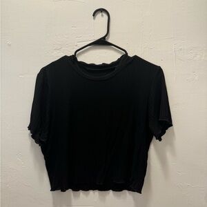 Black Ribbed Cropped T
